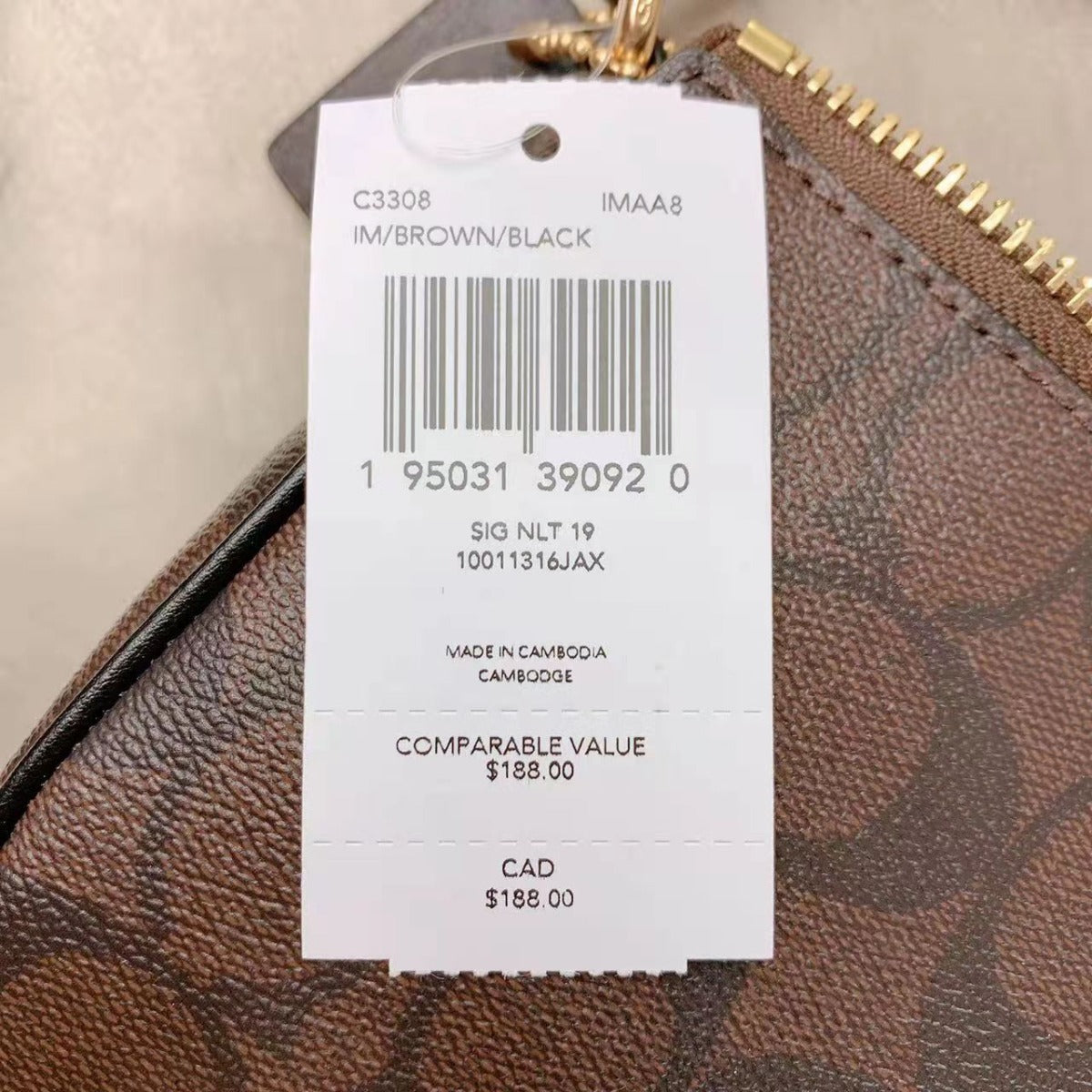 Coach C3308 Nolita 19 In Signature Canvas In Brown Black Coach C3308 Nolita 19 In Signature Canvas In Brown Black